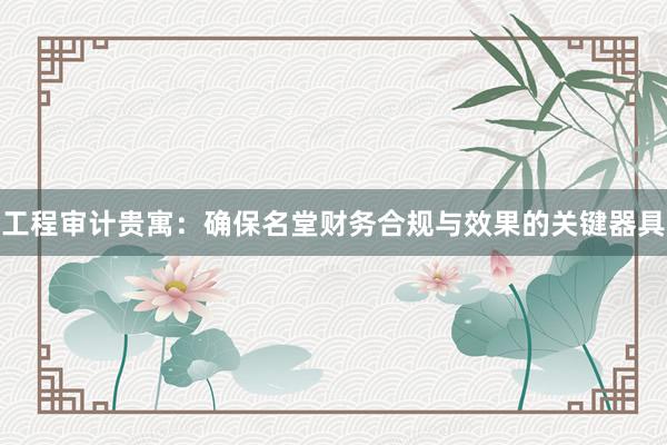 工程审计贵寓：确保名堂财务合规与效果的关键器具