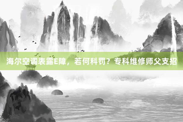 海尔空调表露E障，若何科罚？专科维修师父支招